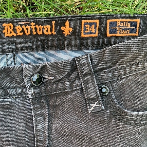 ROCK REVIVAL POLLY FLAIR BLACK SEQUIN JEANS 34 - Picture 7 of 10